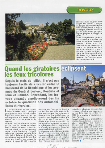 Square de la Sicotière, "travaux" : article du magazine d'information municipal "Notre Cité" n°21, (septembre 1999).