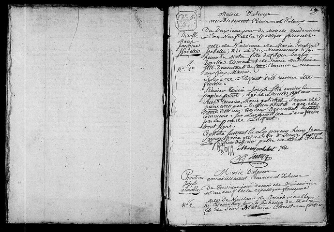 Registre des actes de naissance (24 septembre 1800-22 septembre 1801).