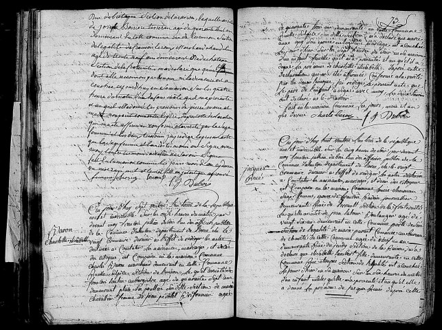 Acte de naissance de Pierre Marie enfant trouvé (23 février 1795),acte de naissance de BARON Charlotte Elisabeth (24 février 1795),acte de naissance de LAMBERT Jacques René enfant naturel (25 février 1795).