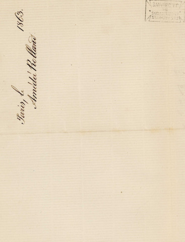 Lettre autographe signée de l'écrivain Amédée de Rolland à l'acteur Adolphe Laferrière [1863] .