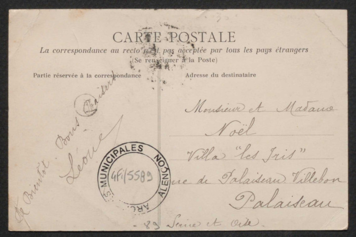 Damigny (Orne), Le pont du Fresne, carte photo ancienne noir et blanc, Vve Basire, édit, (date d'utilisation : 18 octobre 1910), acquisition 2021, AMA.