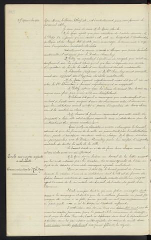 Ecoles, inspection médicale, communication de Mr le Maire, Mr HONORE docteur de l'hôpital pour enfants n°149 rue de Sèvre à Paris, professeur BROCA. Création d'un école ménagère agricole ambulante, communication de Mr le Maire