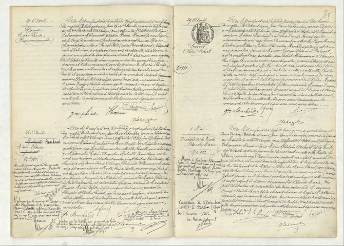 Reconnaissance de HOREAU Marie Louise (27 avril 1906), acte de naissance de BOULANT Marie Thérèse (26 avril 1906), acte de naissance de PREVOST André Robert (29 avril 1906), acte de naissance de ACHARD DE LA VENTE Blanche Marie (3 mai 1906).
