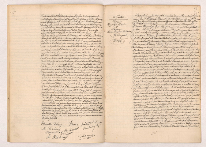 Acte de mariage de GÉRARD Joseph Pierre Marie et DEBRAY Cécile Henriette Maria (09 Juillet 1907), LEPAIN Hippolyte Marie et LASSEUR Marie Eugénie Alvina veuve DUGUET (10 Juillet 1907).