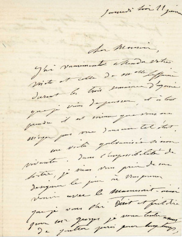 Lettre autographe signée de la femme de lettres Louise Colet au comédien Louis Fortuné Adolphe Laferrière [1873].