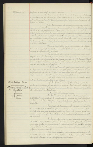 Indemnité représentative aux instituteurs et institutrices n'habitant pas les écoles, demandes nouvelles, rapport. Distribution d'eau, réparation du bassin d'équilibre du Boulevard de Strasbourg, rapport