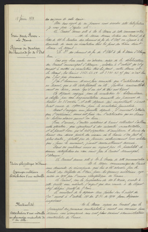 Hôtel des postes, garage : Réponse du dicteur. Train direct Rouen- Le Mans : Réponse du directeur des chemin de fer de l'état. Union vélocipédique de France, épreuves militaires, attribution d'une médaille. Mutualité, attribution d'une médaille au plus ancien mutualiste de la ville