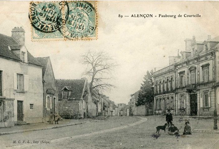 Alençon (Orne), faubourg de Courteille, carte postale ancienne noir et blanc n°89, MCFL Issy. (sd), reproduction numérique, collection particulière M.Bacala, 2022, AMA .