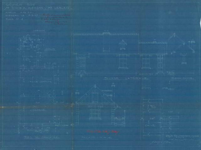 permis de construire n°29, Construction d'une maison d'habitation Route de Sées Alençon, (date de décision : 07/06/1929), (auteur du projet, architecte : BESNARD-BERNADAC Félix).