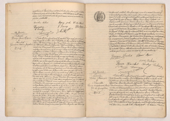 Acte de mariage de LAUNAY Gustave Marie Jules et AILLARD Marie Marcelline (15 Janvier 1907), LEBOSSE Henry Louis Marie et FOUCHET Germaine Désirée Joséphine (19 Janvier 1907), GOUIN Louis François et CHAUVIN Louise Alphonsine Rachel veuve LE GUERZEDER (23 Janvier 1907).