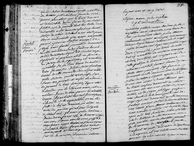 Acte de naissance de FOUCHET Louis François (2 janvier 1794),acte de naissance de PROVOST Désirée enfant naturel (3 janvier 1794).