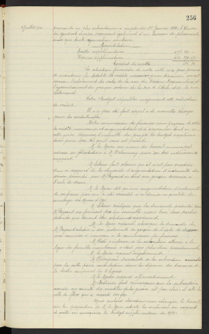 Comptabilité de la ville, budget supplémentaire de 1920, rapport