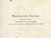 Carte de visite de Madeleine Pesche, verso numéro d'inscription au conseil de l'ordre, numéro d'inscription au registre du commerce (9.5 x 7).