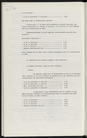 Location de matériel, tarif.