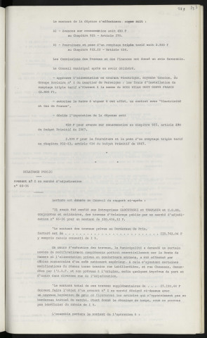 Electricité, contrat d'abonnement pour alimentation en moyenne tentions du groupe scolaire n°1 du quartier de Perseigne. Eclairage public, avenant n°1 au marché d'adjudication n°66-36.
