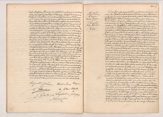 Acte de mariage de CHARLES Louis Pierre et JOLAIS Augustine Marie (26 août 1905), acte de mariage de MAURICE Lucien Eugène et COURAPIED Julie Joséphine (28 août 1905),
