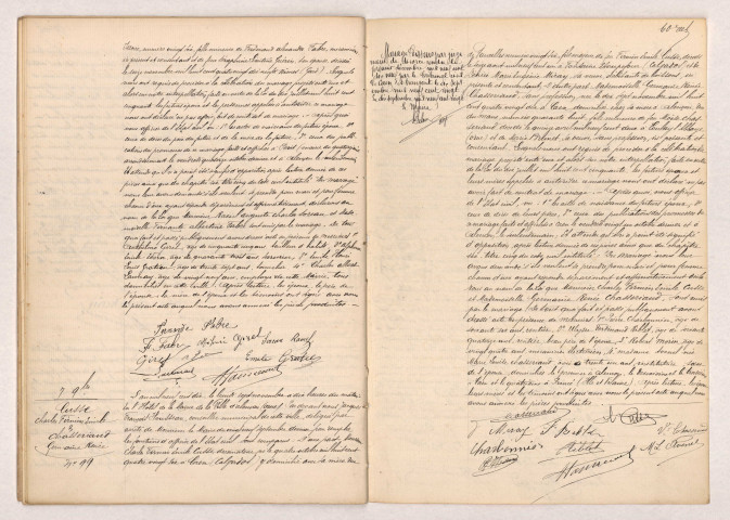 Acte de mariage de SOREAU Raoul Auguste Charles et FABRE Fernante Albertine (05 novembre 1910), Acte de mariage de CUSSE Charles Firmin Emile et CHASSERIAUD Germaine Renée (07 novembre 1910).