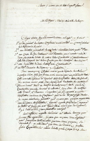 Plan élévation et coupe de la halle au blé d'Alençon suivant le projet approuvé en 1805 (Berthelmy, éch.0.002, sd) ; Plan élévation et coupe de la halle au blé suivant le projet en 1807 (Berthelmy, éch. 0.002, sd) .