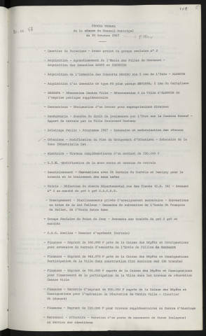 Sommaire sur les affaires à délibérer.