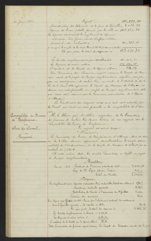 Comptabilité de l'Hospice, avis du Conseil : rapport. Comptabilité du Bureau de Bienfaisance, avis du Conseil : rapport