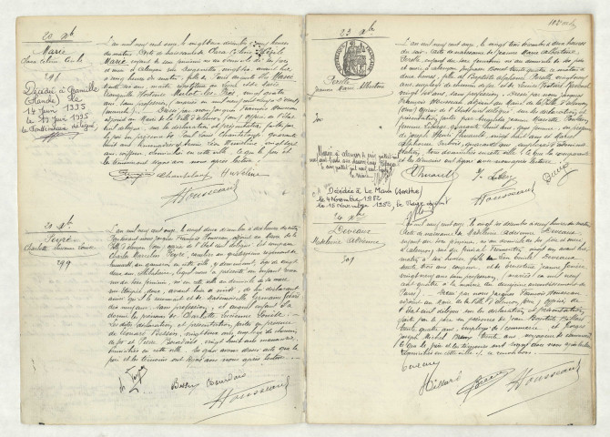 Acte de naissance de MARIE Clara Céline Cécile (20 décembre 1911),acte de naissance de PEYRE Charlotte Lucienne Louise (20 décembre 1911).Acte de naissance de PERELLE Jeanne Marie Albertine (23 décembre 1911),acte de naissance de DEVEAUX Madeleine Adrienne (24 décembre 1911).