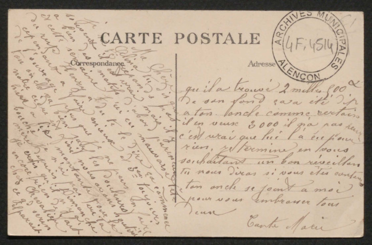 Alençon (Orne), Fêtes de l'inauguration de l'Hôtel des Postes, la Préfecture, arrivée du cortège rue Saint-Blaise, carte postale ancienne noir et blanc n°10, A.M.F. éditeur, (Date cliche : 24 septembre 1911) (Date d'utilisation : 14 octobre 1911), (14x9),AMA.