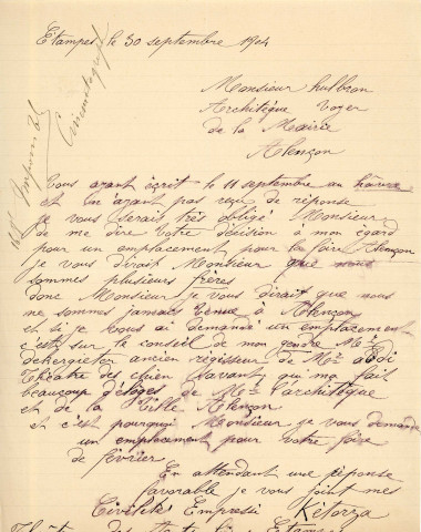 Foire de la Chandeleur (1903-1905), demandes de boutiques sous la coupole de la Halle au Blé, sur la place d'Armes : états nominatifs, correspondance, flyers, plans, mémoires.