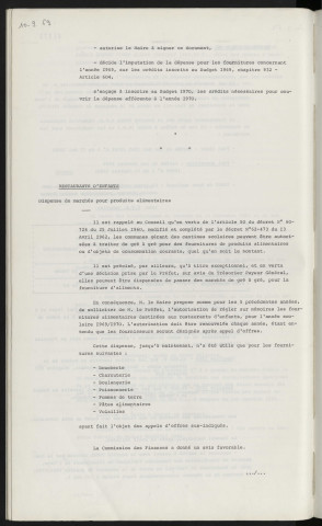 Marché de gré à gré, fourniture de fuel-oil. Restaurants d'enfants, dispense de marchés pour produits alimentaires.