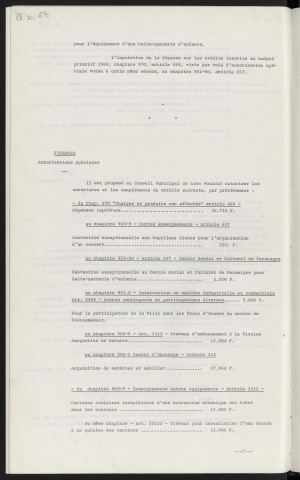 Finances, subvention exceptionnelle au centre social et culturel de Perseigne. Finances autorisations spéciales.