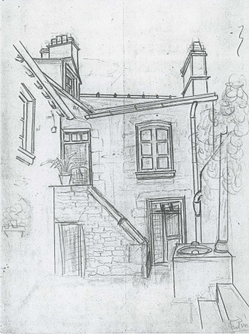 Dessin de l'arrière cour du 51 rue Cazault, Léon Messager (copie).