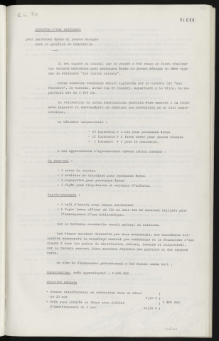 Création d'une résidence pour personne âgées et jeunes ménages dans le quartier de Courteille.