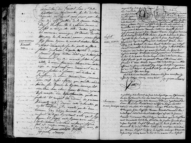 Acte de naissance de COURMASSEUR Hyacinthe Rose (28 mai 1794),acte de naissance de LEFERT Anne Marie (27 mai 1794),acte de naissance de CHOUASNE Marie Monique (29 mai 1794).
