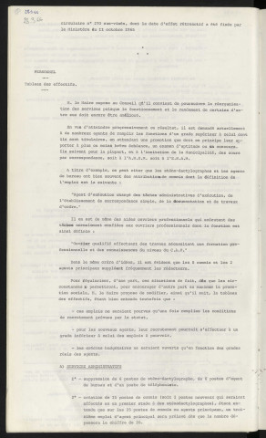 Personnel, tableau des effectifs.