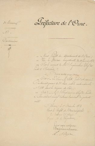 Nomination de Jules Millet en tant que cantonnier paveur (17 décembre 1874).