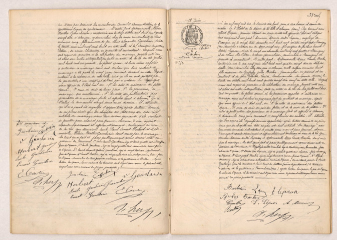Acte de mariage de HUBERT Emile Paul Ernest et GAUCHERIN Hélène Berthe (18 juin 1910), Acte de mariage de LEPRON Maurice André et BARBIN Marie Louise (18 juin 1910),