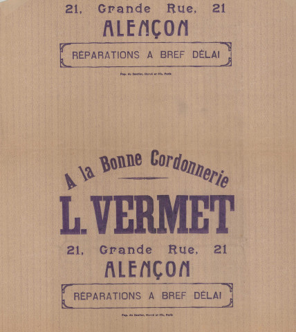 Commerces locaux indépendants, communication : papier d'emballage commercial imprimé [1940-1960], collection particulière de Denise Dupont, don 1990.