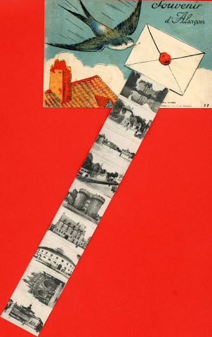 Souvenir d'Alençon, carte postale humoristique à système n°77, G. Artaud, Nantes, (Date d'utilisation : 26 juillet 1935), (14x9), AMA.