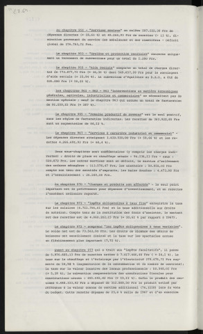 Finances, compte administratif 1968.
