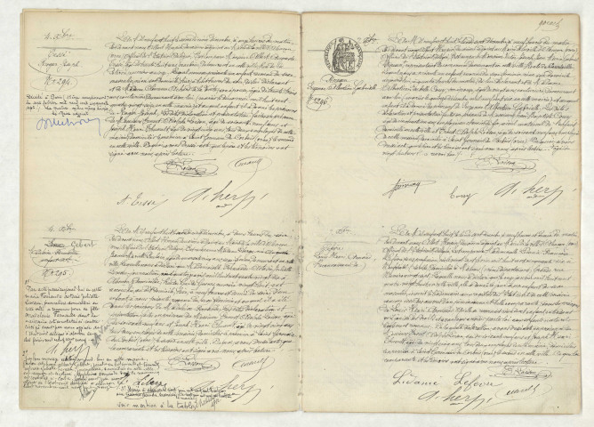 Acte de naissance de TESSE Roger Joseph (4 décembre 1908),acte de naissance de LEVEAU GEBERT Madeleine Fernande (4 décembre 1908),acte de naissance de PINEAU Suzanne Albertine Gabrielle (7 décembre 1908),reconnaissance de LEFEVRE Louis Henri Armand (7 décembre 1908).