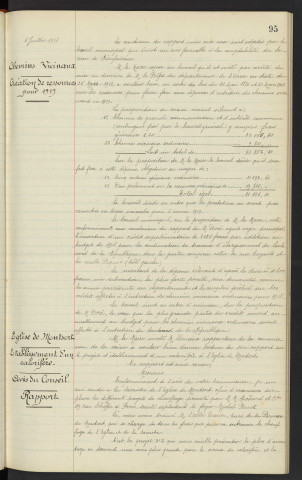Comptabilité du Bureau de Bienfaisance, avis du conseil, rapport. Chemin vicinaux, création des ressources pour 1919. Eglise de Monsort, établissement d'un calorifère, projet par Mr RICHARD et compagnie 49 Rue Scheffer à Paris exploitant le foyer de Mr PERRET Michel, Mr l'Abbé TESSIER avis du conseil, rapport