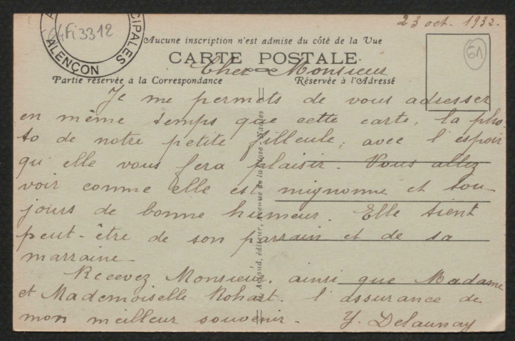 Alençon (Orne), La Rue Saint-Blaise, carte postale ancienne noir et blanc, G. Artaud éditeur, Nantes, (Date d'utilisation : 23 octobre 1932), (14x9), AMA.