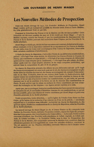 Adduction complémentaire d'eau potable pour la ville d'Alençon, utilisation de nouvelles méthodes de prospection (radio-physique, sourciers...) (1932) : publication (1932)