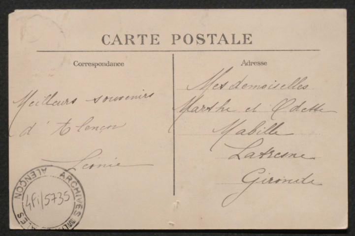 Alençon (Orne), Hôtel des postes, carte postale ancienne noir et blanc n°44, A.M.F, éditeur, (date d'utilisation : 02 août 1918), (14x9), acquisition 2021, AMA.