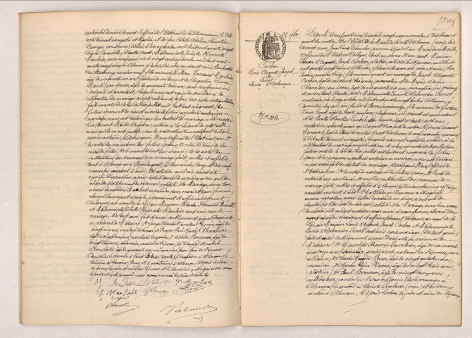 Acte de mariage de mariage de POCOULÉ Charles Florentin et MAULOISE Juliette Henriette (25 novembre 1905), acte de mariage de COCHON Louis Auguste Joseph et SENOT Louise Alphonsine (25 novembre 1905).