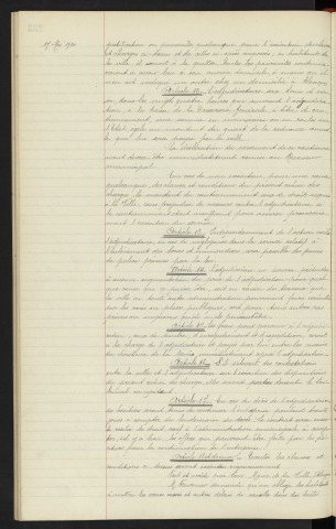 Enlèvement des boues et immondices, projet de cahier de charges