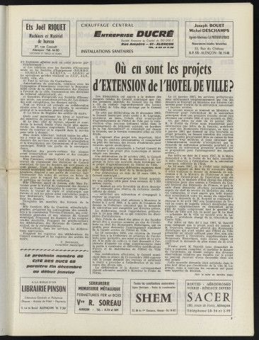 Cité des Ducs, bulletin municipal officiel de la Ville d'Alençon et des communes périphériques n°10 (octobre 1967).