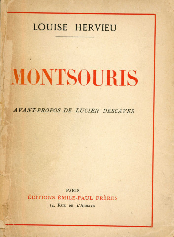 Photographie originale représentant Louise Hervieu enfant assise sur une bergère, dédicacée au dos (NB, 16,5x11,5cm), reproduite en frontispice de l'ouvrage "Montsouris".