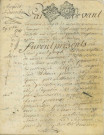 Contrat de vente entre le Sieur Jacob joseph Laterre, dame Jeanne Alix (fille de Nicolas Allix) son épouse et Jean Desroches Duparc, d'une partie de la maison sise 45-47 rue Cazault (29 octobre 1781).
