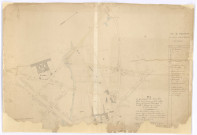 Plan du percement des nouvelles rues dans l'ancien enclos du collège proposé par le conseil municipal de la Ville d'Alençon dans sa séance du 26 décembre 1827, Tour de tracé en rouge indique le nouveau projet de percement et d'alignement des nouvelles rues ainsi que les augmentations faites au collège avec les divisions des portions suivant les adjudications, certifié conforme par le géomètre expert Lapeyrère, noms des propriétaires sur le terrain desquels passent les rues projetées, vu et certifié à Alençon le 17 février 1829 le Préfet de l'Orne S
