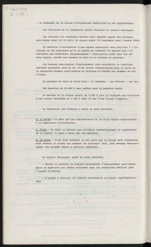 Bourses municipales, enseignement spécialisé ou supérieur.